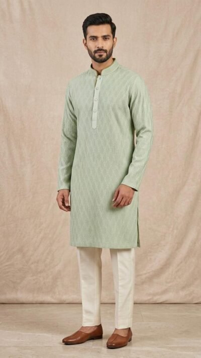 Pastel Green Pure Maheshwari Kurta