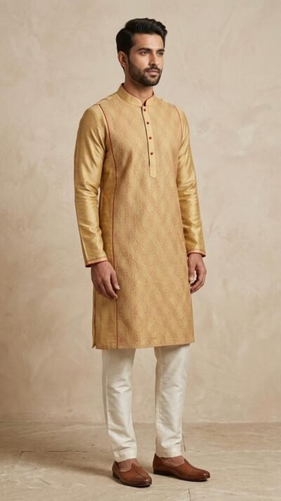 Gold Pure Maheshwari Kurta