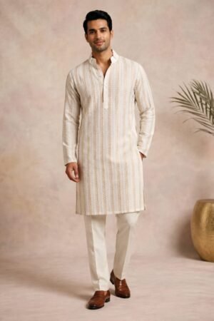 Cream Pure Maheshwari Kurta
