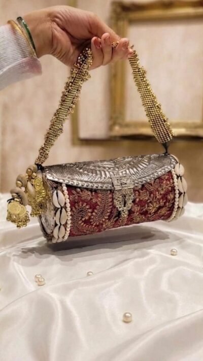 Maroon Embroidered Potli