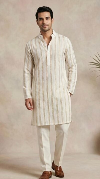 Cream Pure Maheshwari Kurta