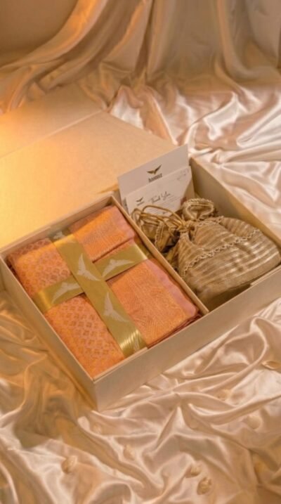 Traditional Khaddi Crepe Zari Woven Saree Gift Box