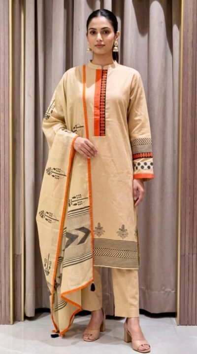Pure Maheshwari Block Print Suit Set
