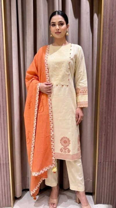Pure Maheshwari Chikankari Suit Set