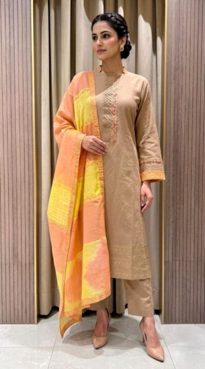Pure Maheshwari Block Printed Suit Set