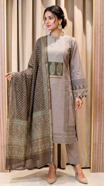 Pure Organic Cotton Block Printed Suit Set