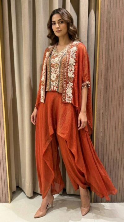 Embroidered Cape Set