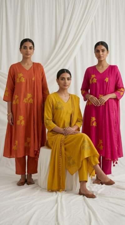 Mul Chanderi Stitched Suit Set (Copy)