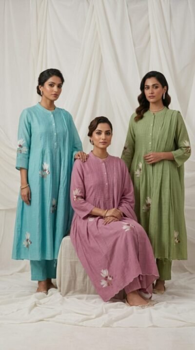 Mul Chanderi Stitched Suit Set