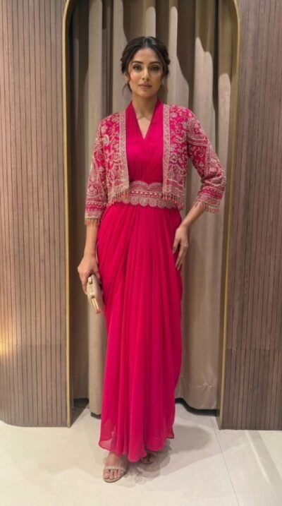 Rani Pink Draped One Piece with Jacket