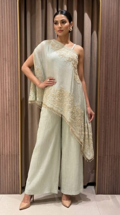 Pearl Wrinkled One Shoulder Dress