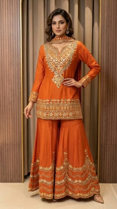 Rustic Orange Sharara Suit