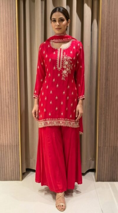 Ruby Red Organza Suit