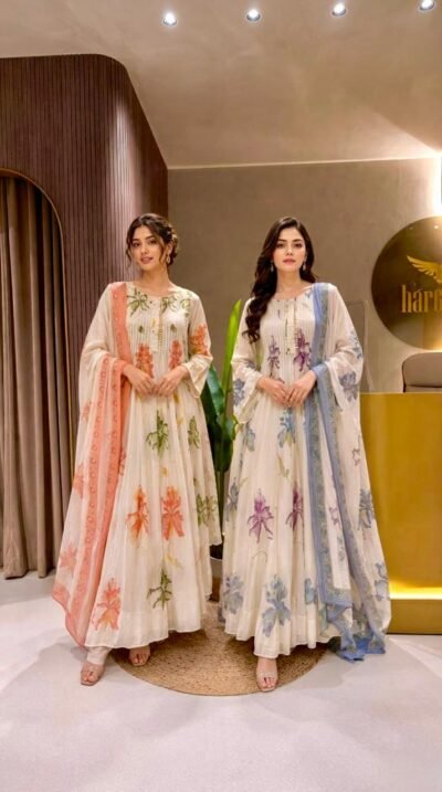 Mal Chanderi Floral Anarkali Suit Sets