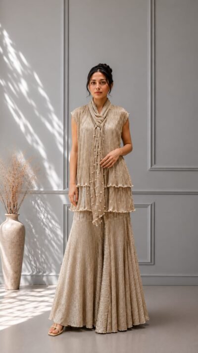 Gold Wrinkled Tissue Co-ord Set