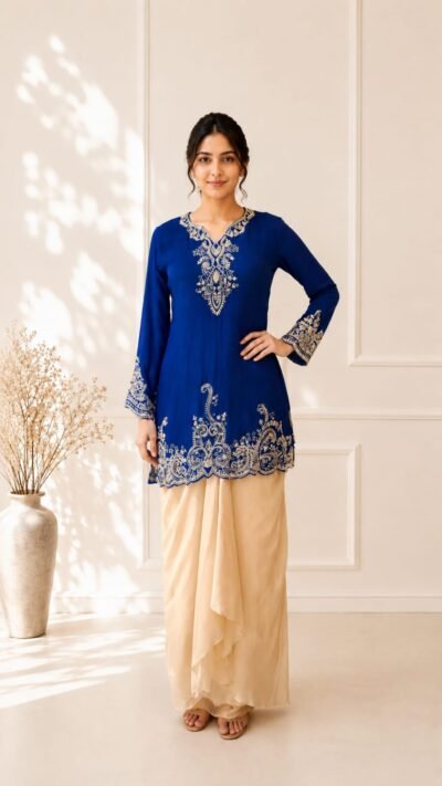 Royal Blue Chinon Drape Set