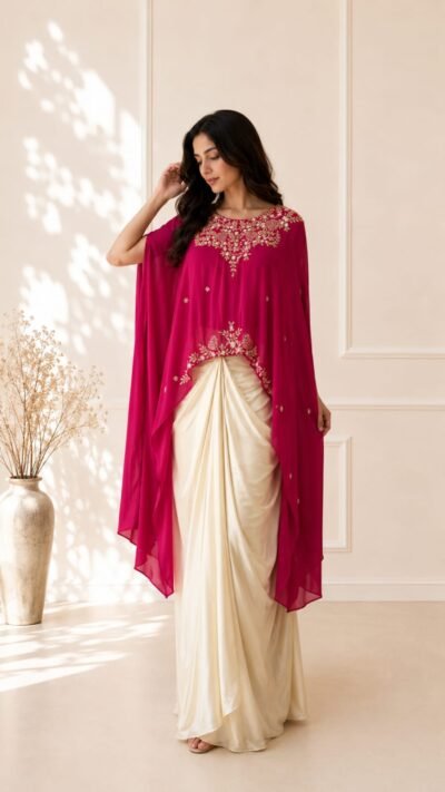 Rani Pink Chinon Drape Set