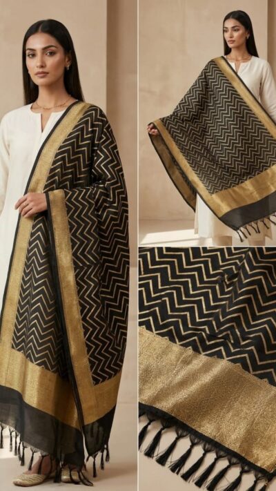 ✨ Black Banarasi Zari Dupatta ✨
