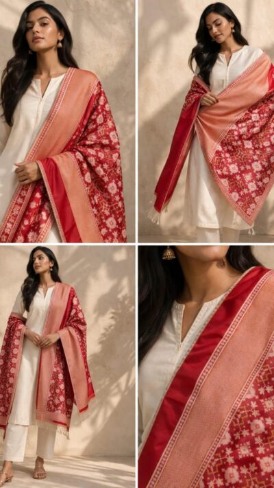 ✨ Rust Orange Banarasi Weaving Dupatta ✨