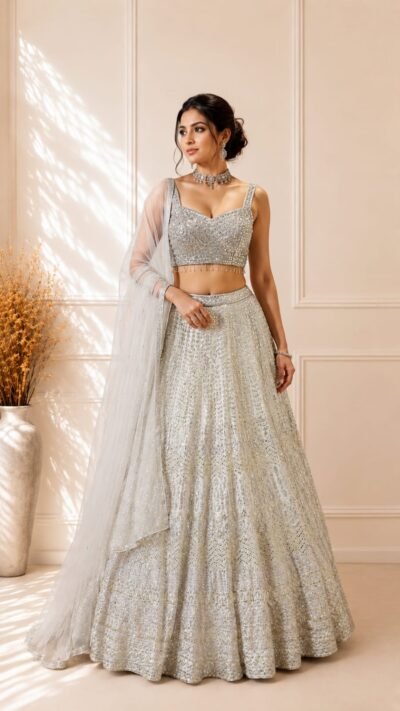 Ivory Glam Georgette Lehenga Set