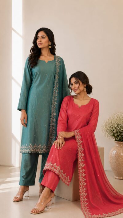 Zari Tissue Embroidered Suit Set