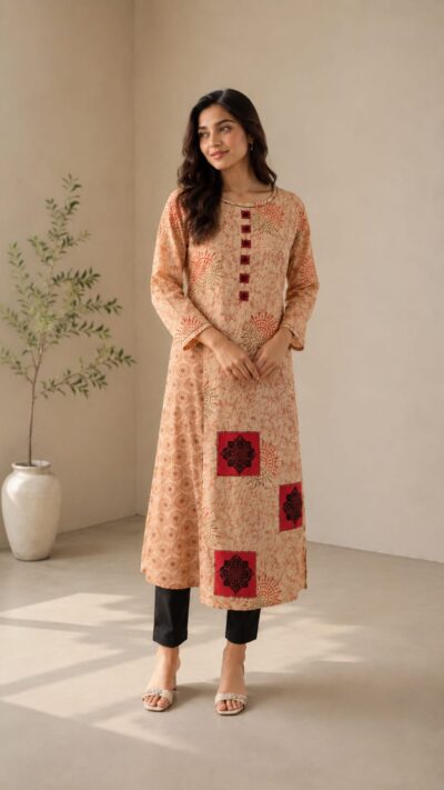 Artistic Print Cotton Rayon Kurti