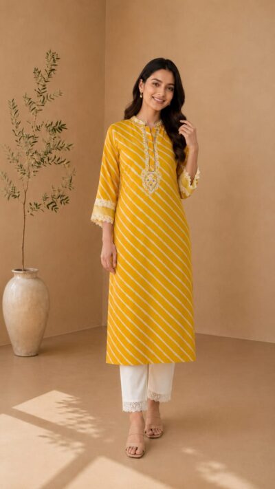 Sunshine Stripe Muslin Kurti