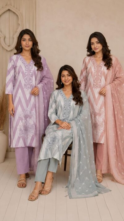 Khadi Cotton Thread Work Suit Set