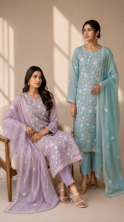 Premium Maheshwari Thread Work Suit Set