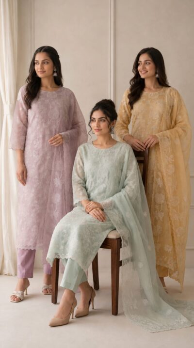 Mul Maheshwari Floral Appliqué Suit Set