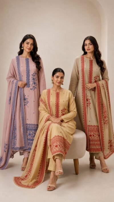 Mul Cotton Thread Work Suit Set