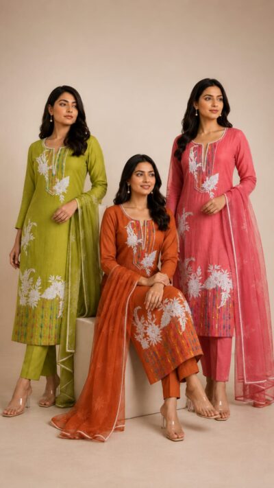 Mul Cotton Thread & Pearl Work Suit Set