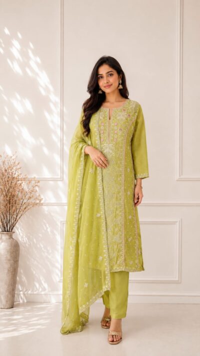 Hand Embroidered Mul Suit Set