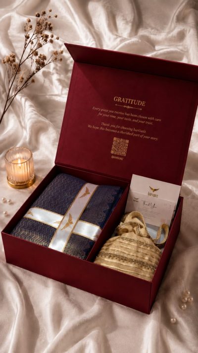Khadi Silk Zari Weave Suit Set with Handcrafted Banarasi Potli